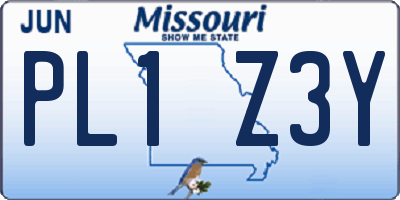 MO license plate PL1Z3Y