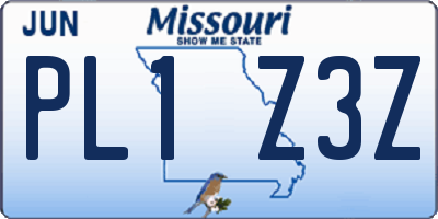 MO license plate PL1Z3Z