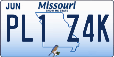 MO license plate PL1Z4K