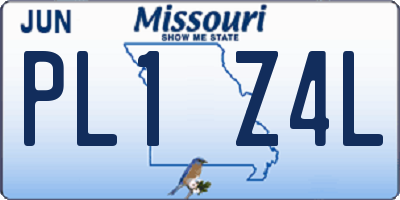 MO license plate PL1Z4L