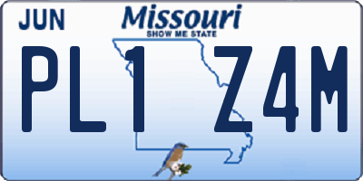 MO license plate PL1Z4M