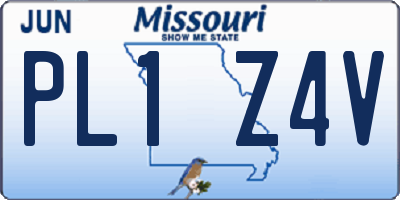 MO license plate PL1Z4V