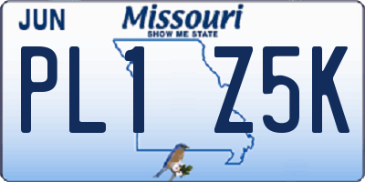 MO license plate PL1Z5K