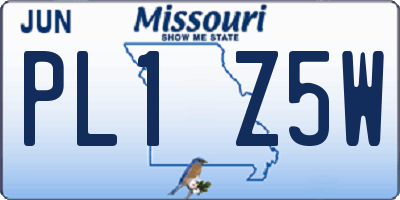 MO license plate PL1Z5W