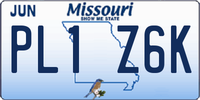 MO license plate PL1Z6K