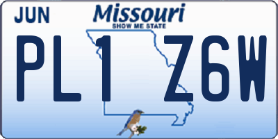 MO license plate PL1Z6W