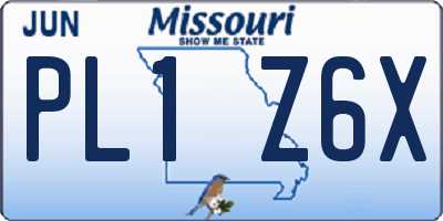 MO license plate PL1Z6X