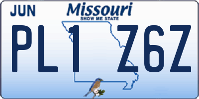 MO license plate PL1Z6Z