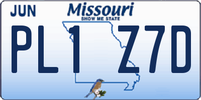 MO license plate PL1Z7D
