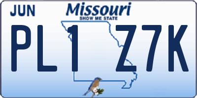 MO license plate PL1Z7K