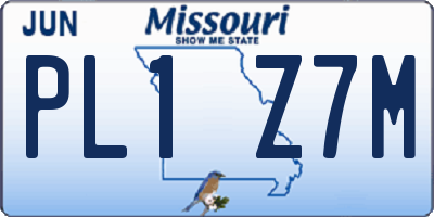 MO license plate PL1Z7M