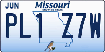 MO license plate PL1Z7W