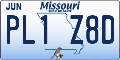 MO license plate PL1Z8D