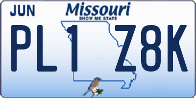 MO license plate PL1Z8K