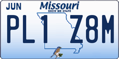 MO license plate PL1Z8M