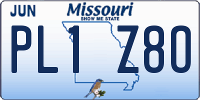 MO license plate PL1Z8O