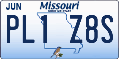 MO license plate PL1Z8S