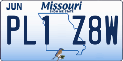 MO license plate PL1Z8W
