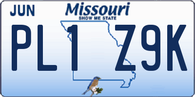 MO license plate PL1Z9K