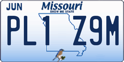 MO license plate PL1Z9M