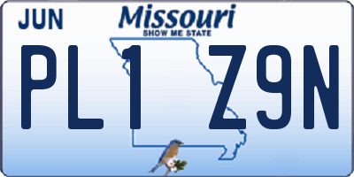 MO license plate PL1Z9N