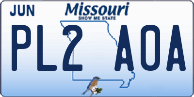 MO license plate PL2A0A