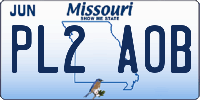 MO license plate PL2A0B