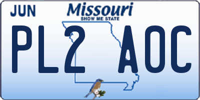 MO license plate PL2A0C