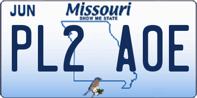 MO license plate PL2A0E