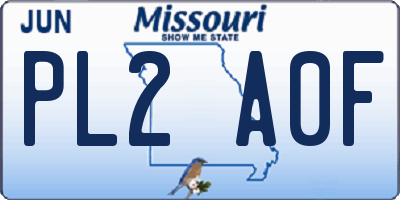 MO license plate PL2A0F