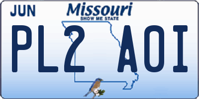 MO license plate PL2A0I