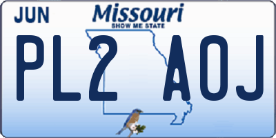 MO license plate PL2A0J