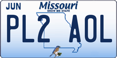 MO license plate PL2A0L