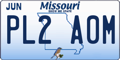 MO license plate PL2A0M