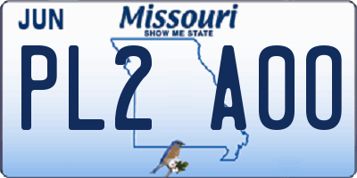 MO license plate PL2A0O