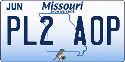 MO license plate PL2A0P