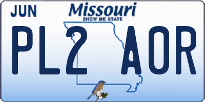 MO license plate PL2A0R
