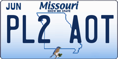 MO license plate PL2A0T