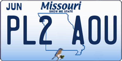 MO license plate PL2A0U