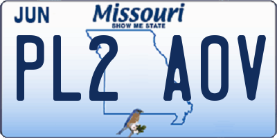 MO license plate PL2A0V