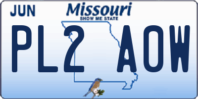 MO license plate PL2A0W