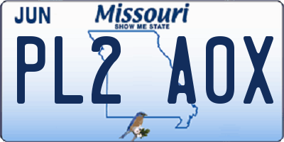 MO license plate PL2A0X