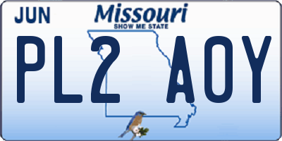 MO license plate PL2A0Y