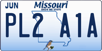 MO license plate PL2A1A