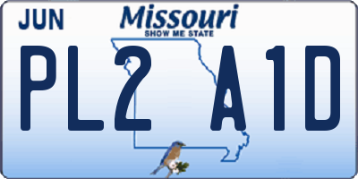 MO license plate PL2A1D