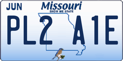 MO license plate PL2A1E
