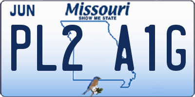 MO license plate PL2A1G