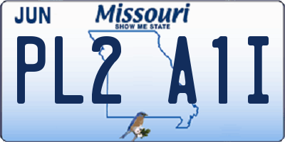 MO license plate PL2A1I