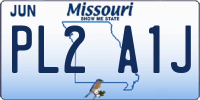 MO license plate PL2A1J