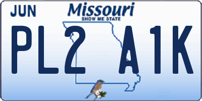 MO license plate PL2A1K
